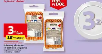 Auchan Kabanosy wieprzowe lub drobiowo-wieprzowe 50 g oferta