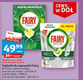 Auchan Tabletki do zmywarki Fairy 33-55 szt. oferta
