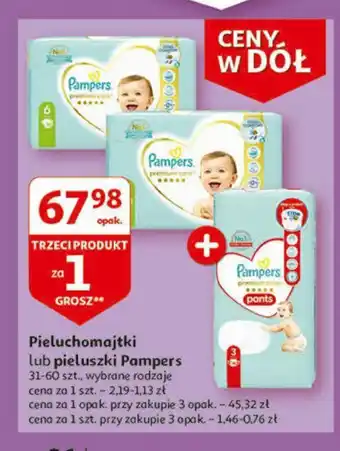 Auchan Pieluchomajtki lub pieluszki Pampers 31-60 szt. oferta