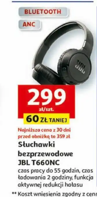 Auchan Słuchawki bezprzewodowe JBL T660NC oferta