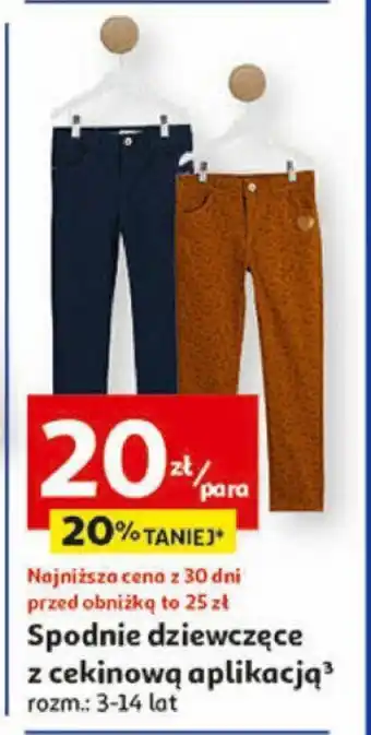 Auchan Spodnie dziewczęce z cekinową aplikacją oferta