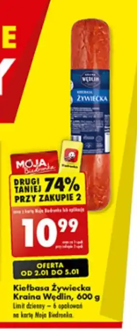 Biedronka Kiełbasa Żywiecka Kraina Wędlin, 600 g oferta