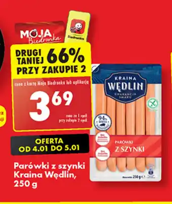 Biedronka Parówki z szynki Kraina Wędlin, 250 g oferta