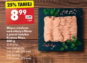 Biedronka Mięso mielone na kotlety z fileta z piersi indyka Kraina Mięs, 400 g oferta