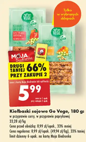 Biedronka Kiełbaski sojowe Go Vege, 180 g oferta