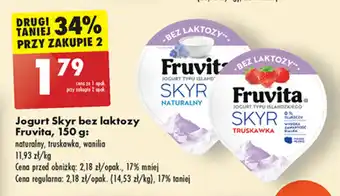 Biedronka Jogurt Skyr bez laktozy Fruvita, 150 g oferta