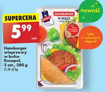 Biedronka Hamburger wieprzowy w bułce Konspol, 2 szt., 280 g oferta
