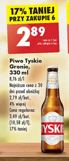 Biedronka Piwo Tyskie Gronie, 330 ml oferta