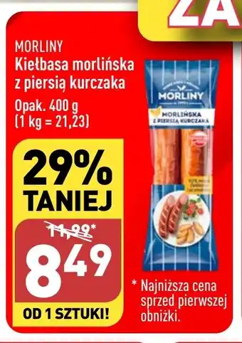 ALDI MORLINY Kiełbasa morlińska z piersią kurczaka 400g oferta