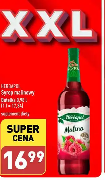 ALDI HERBAPOL Syrop malinowy Butelka 0,98 l oferta