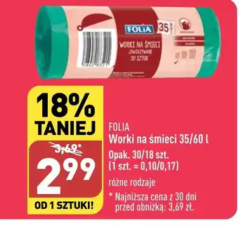 ALDI FOLIA Worki na śmieci 35/60 l oferta