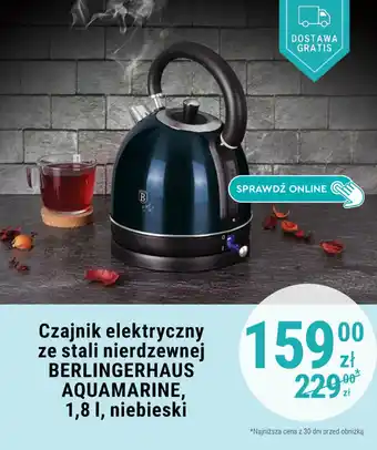 Biedronka Czajnik elektryczny ze stali nierdzewnej BERLINGERHAUS AQUAMARINE, 1,8 l, niebieski oferta