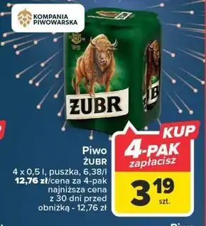 Carrefour Żubr piwo jasne 500 ml oferta