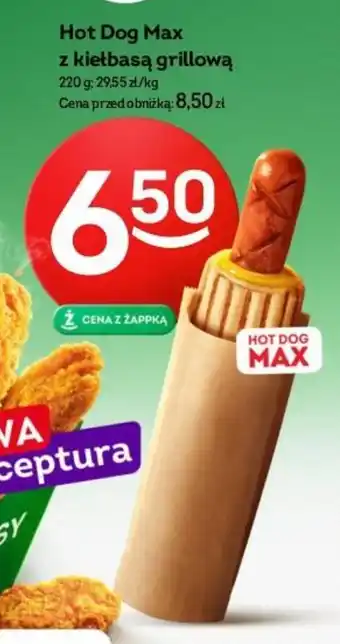 Żabka Hot Dog Max z kiełbasą grillową oferta