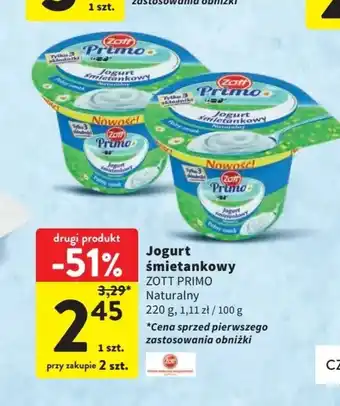 Intermarche Jogurt Smietankowy Zott Primo 220g oferta