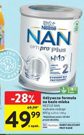 Intermarche Odżywcza formuła na bazie mleka NESTLÉ NAN 800 g oferta