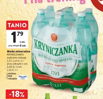 Intermarche Woda mineralna KRYNICZANKA 1,5 l oferta