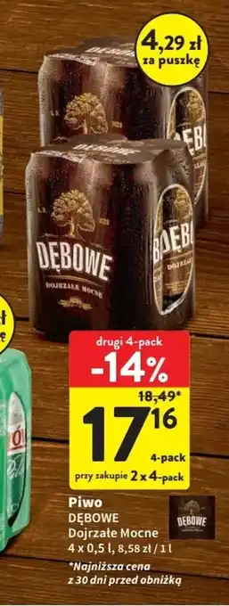 Intermarche Piwo DĘBOWE Dojrzałe Mocne 4 x 0,5l oferta