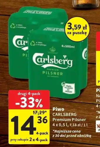 Intermarche Piwo CARLSBERG 4 x 0,5l oferta