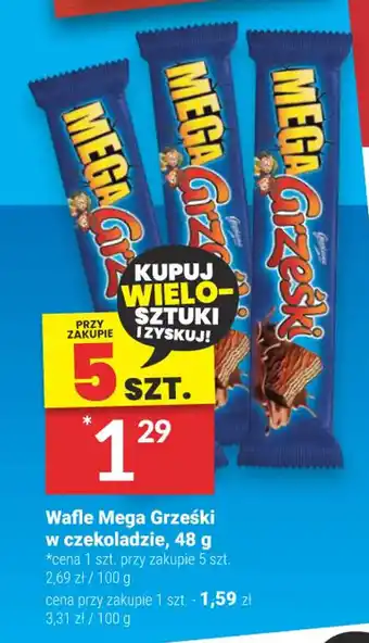 Twój Market Wafle Mega Grześki w czekoladzie, 48 g oferta