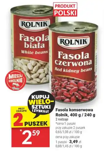 Twój Market Fasola konserwowa Rolnik, 400 g / 240 g oferta