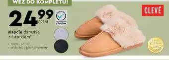 Biedronka CLEVÉ Kapcie damskie z futerkiem oferta