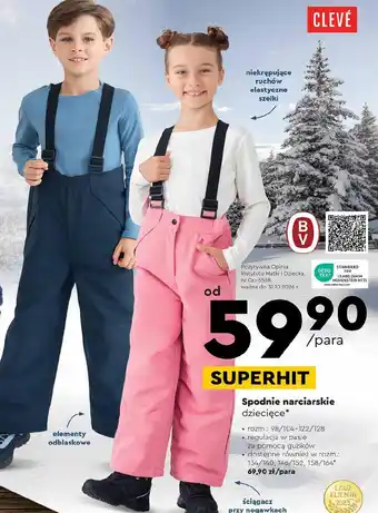 Biedronka CLEVÉ Spodnie narciarskie dziecięce oferta