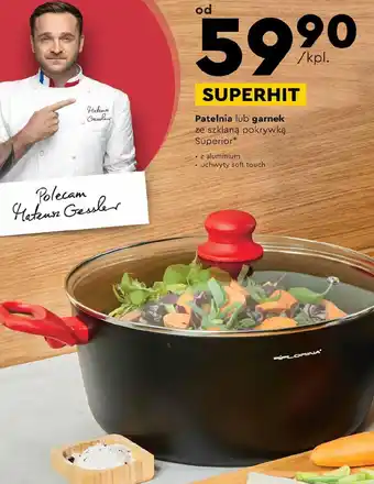 Biedronka Patelnia lub garnek ze szklaną pokrywką Superior oferta