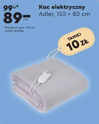 Biedronka Koc elektryczny Adler 150 x 80 cm oferta