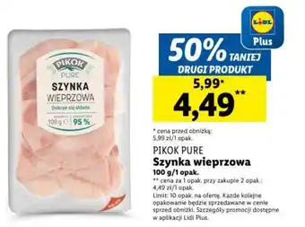 Lidl PIKOK PURE Szynka wieprzowa 100 g oferta