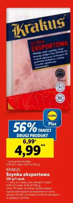 Lidl KRAKUS Szynka eksportowa 120 g oferta
