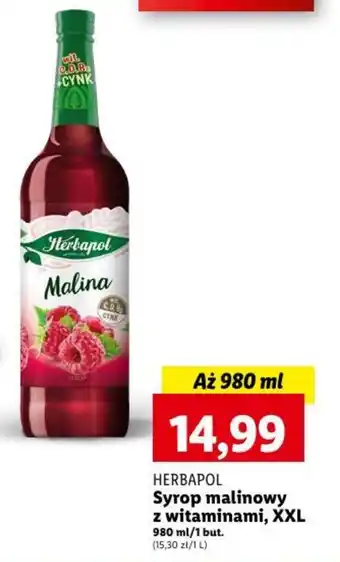 Lidl HERBAPOL Syrop malinowy z witaminami, XXL 980 ml oferta