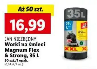 Lidl JAN NIEZBĘDNY Worki na śmieci Magnum Flex & Strong, 35 L 50 szt. oferta