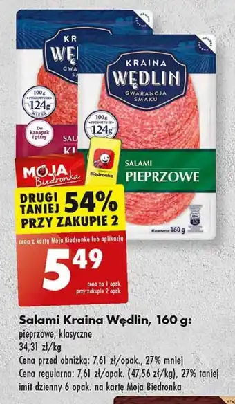 Biedronka Salami kraina wędlin oferta