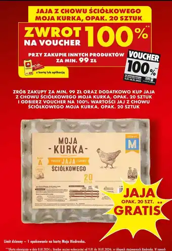Biedronka JAJA Z CHOWU ŚCIÓŁKOWEGO MOJA KURKA, OPAK. 20 SZTUK oferta