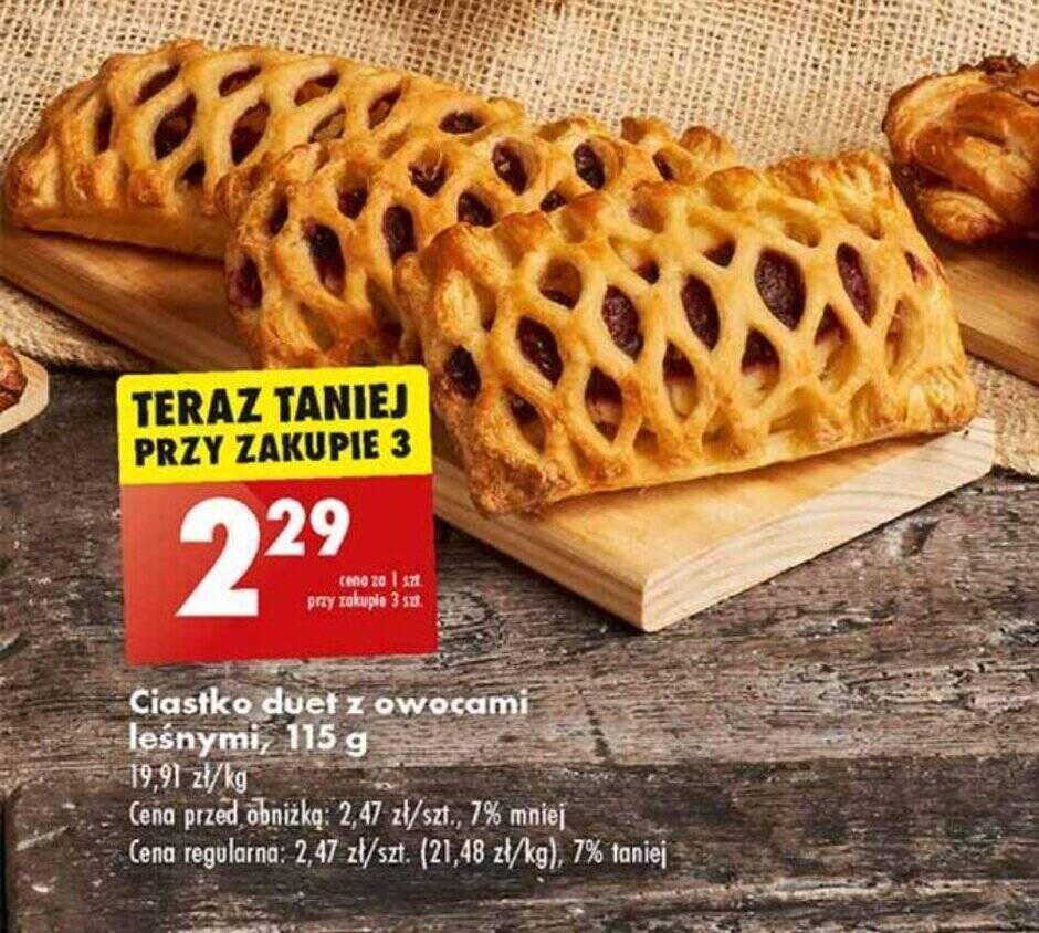 Promocja Ciastko duet z owocami leśnymi, 115 g w Biedronka