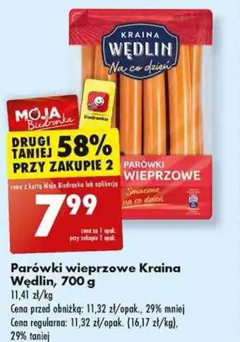 Biedronka Parówki wieprzowe Kraina Wędlin, 700 g oferta