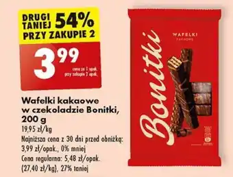 Biedronka Wafelki kakaowe w czekoladzie Bonitki, 200 g oferta