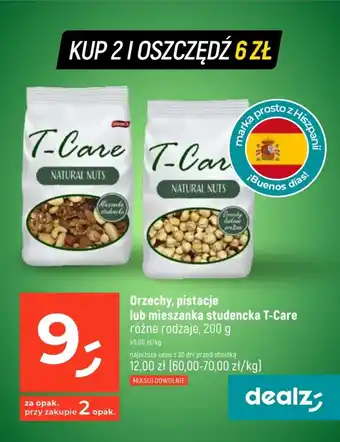 Orzechy, pistacje lub mieszanka studencka T-Care 200 g