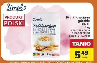 Carrefour Płatki owsiane górskie SIMPL 1 kg oferta
