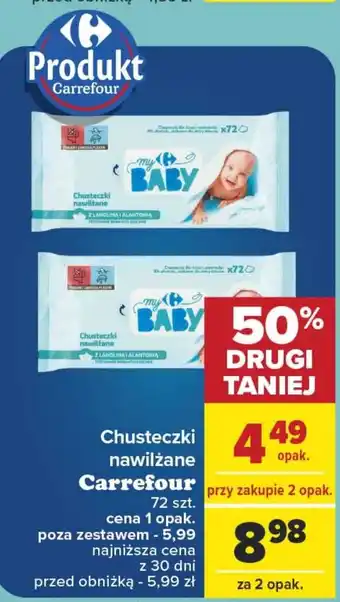 Carrefour Chusteczki nawilżane Carrefour 72 szt. oferta