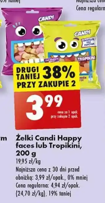 Biedronka Żelki Candi faces lub Tropikini, 200 g oferta