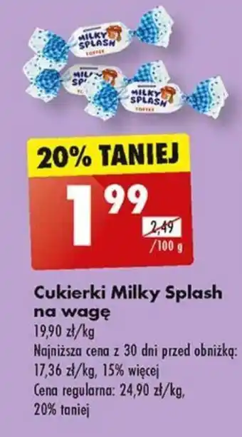 Biedronka Cukierki Milky Splash na wagę 100 g oferta