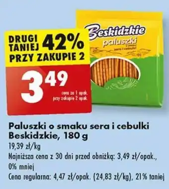 Biedronka Paluszki o smaku sera i cebulki Beskidzkie, 180 g oferta
