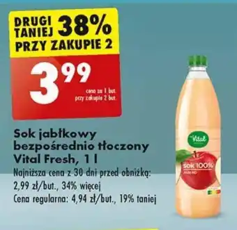Biedronka Sok jabłkowy bezpośrednio tłoczony Vital Fresh, 1 L oferta