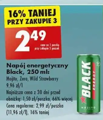 Biedronka Napój energetyczny Black, 250 ml oferta