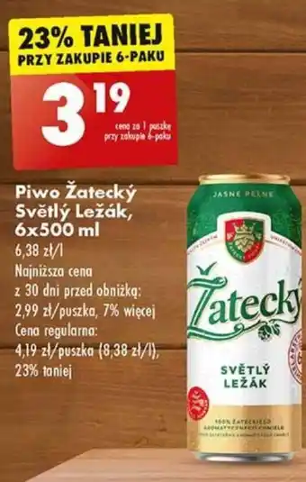 Biedronka Piwo Žatecký Světlý Ležák, 6x500 ml oferta