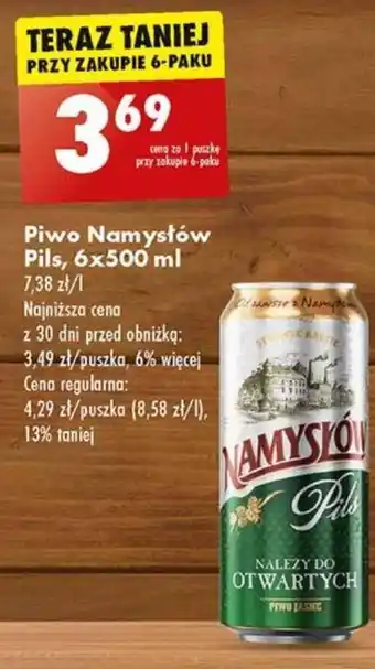 Biedronka Piwo Namysłów Pils, 6x500 ml oferta