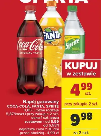 Carrefour Napój gazowany COCA COLA FANTA SPRITE 0,85l oferta