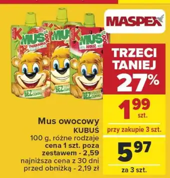 Carrefour Mus owocowy KUBUŚ 100g oferta